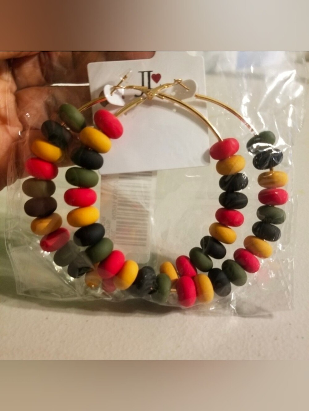 Colorful Beaded Hoop Earrings - Multicolor